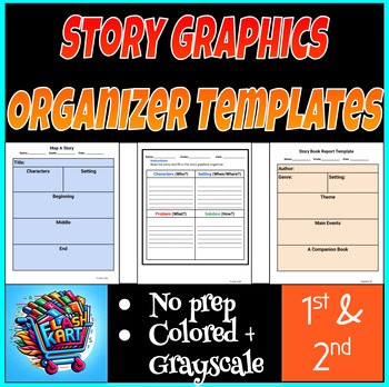 Story Graphic Organizer Templates for 1st & 2nd Grade Story Mapping & Retelling