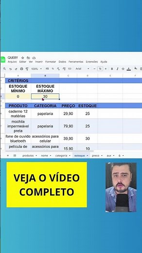 Possibilidades de Filtros para Controle de Seu Negócio com Query no Google Planilhas Sheets