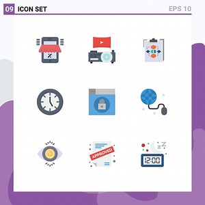 Download Set of 9 Modern UI Icons Symbols Signs for electronics clock clipboard workflow process Editable Vector Design Elements for free