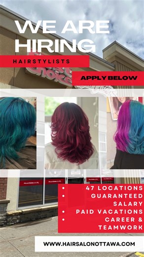 ✨ We Are Hiring! ✨ First Choice Haircutters in Ottawa, is looking for talented Hair Stylists to join our dynamic team! If you have a passion for creativity, customer service, and the latest hair trends, we want to meet you! 💇‍♀️💇‍♂️ Bring your skills and enthusiasm to a place where you can shine! Apply today and take the next step in your hairstyling career with First Choice Haircutters. ✂️✨ Apply here: www.hairsalonottawa.com #OttawaJobs #HairStylist #FirstChoiceHaircutters #WeAreHiring #Join