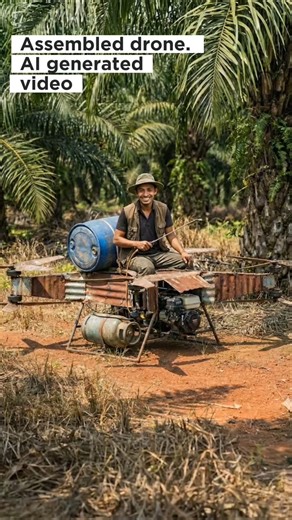 spraying with assembled drone (AI Simulation) #palmoil #diy #drone #farming