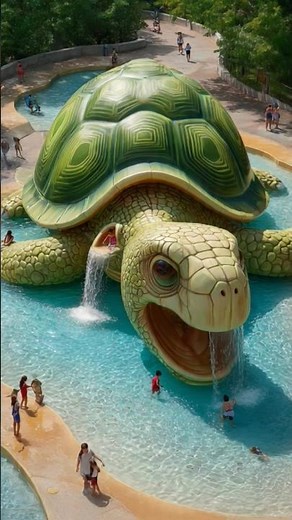 Giant Turtle Pool Adventure – Waterfall Fun! 🌊🐢