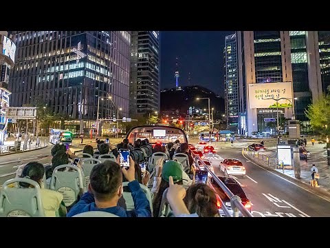 [4K] Seoul Night City Bus Tour - Drive around the buildings | 서울 시티투어버스 야경 투어 - 동대문에서 시작해 서울 한바퀴
