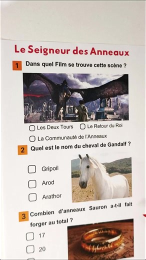 Suis-moi pour plus de Quiz :D ! #quiz #leseigneurdesanneaux #lordofthering #hobbit #films