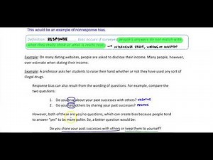 2.1 Objective 6: Identify Sampling Bias, the Nonresponse Bias, and the Response Bias of a Study