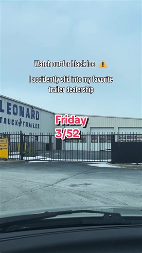 This winter storm is crazy. It caused me to slide right into my favorite trailer dealership. #blackice #winterstorm #trailerdealership #drone