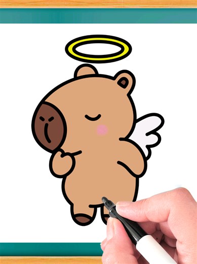 ¡Aprende a dibujar un capibara angelito kawaii paso a paso!😇 🎁 Descarga páginas para colorear GRATIS y descubre mi libro en el enlace de mi perfil. #comodibujar #dibujofacilpasoapaso #dibujosparadibujar #capibara #ReiDibujos