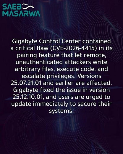 Gigabyte warns a Control Center flaw could let hackers take over your files
