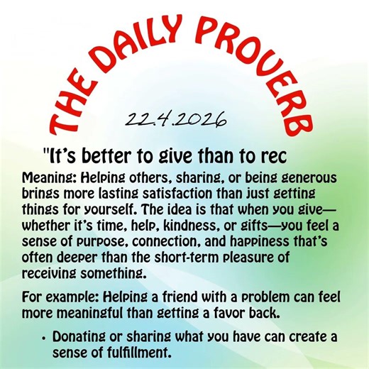 The Daily Proverb-It’s better to give than to receive.📚#english #learnenglish