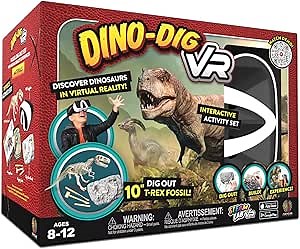 Abacus Brands STEAM Dino Dig VR - Virtual Reality Kids Science Kit, Book and Interactive STEAM Learning Activity Set - for Ages 8 and Up