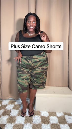 I think the camo shorts are so chic! What do you think? 👀 #shakawear #camoshorts #streetstyle #tiktokshopcreatorpicks #plussize