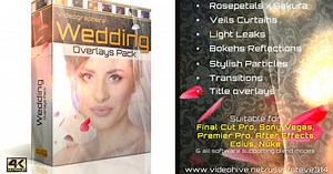 Elegant Wedding Video Overlays: Light Leaks, Bokeh, Particles, Transitions