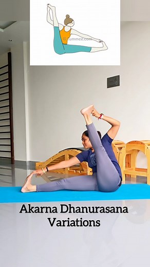 Comment "tutorial" for stwp by step guidance of this pose. Variations of Akarna Dhanurasana . #flexibility #priyogini ##kotayogaclass #dailyyoga #yogaclass #kota #akarnadhanurasana | योग-Mitra.kota