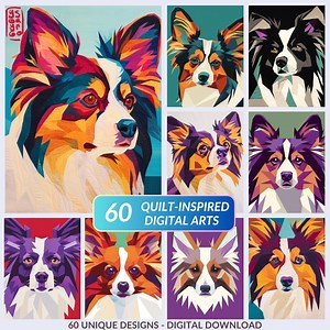Papillon Quilt-inspired Dog Art • 60 Geometric Quilt Blocks • Patchwork Digital Prints • Modern FPP Design Reference • PNG Download - Etsy Canada