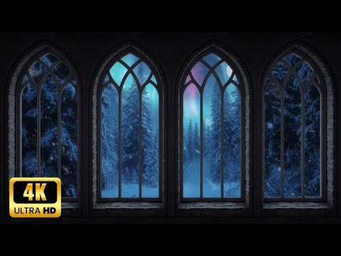 Magic Winter Window 4K | Hogwarts Style Projector Scene | 2 Hours | Visual Screens TV Background