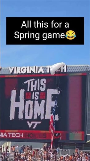 Man crashes into scoreboard with a parachute before Virginia Tech spring game #cfb #virginiatech