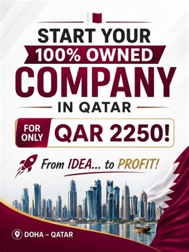 🇶🇦 Start Your 100% Foreign-Owned Company in Qatar from Just QAR 2,250! 🇶🇦 🚀 Turn Your Business Idea into a Successful Venture No local sponsor required. No hidden fees. Fast and hassle-free company formation. We do more than company registration — we help you launch, grow, and market your business for long-term success. 💼📈 ✅ Over 1,500 Licensed Business Activities ✅ Complete PRO Services & Government Documentation ✅ Company Name Approval in as little as 1 Day* ✅ First 5 PRO Services FREE 