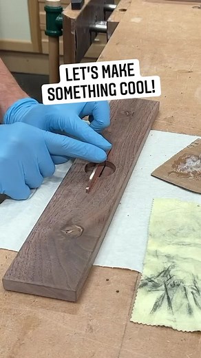 Custom copper pulls on a walnut drawer front. #levelup #woodworking #furnituredesign #kjsawdust #shopsounds | KeithJohnson_CustomWoodworking