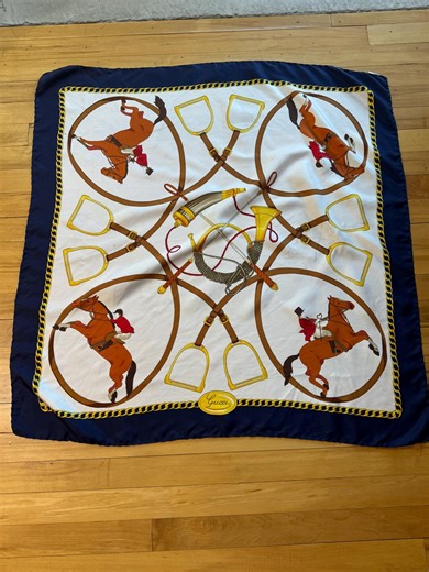 GUCCI Silk Scarf Equestrian Themed Horse Jockey 1980s Look at PHOTOS - Etsy
