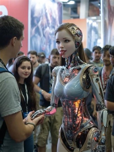 Crowd stunned by humanoid robot woman 🚨 #RobotGirl #AIrevolution #Viral