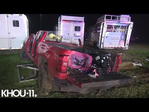 Raw video: Man impaled by fence pole after crash