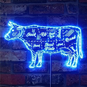 Cow Beef Meat Chart Butchery Shop RGB Dynamic Glam LED Sign - Cut-to-edge Shape - Smart 3D Wall Decoration - Multicolor - St06-fnd-i0257-c - Etsy