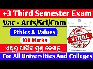 +3 Third Semester Exam // Vac Subject // Ethics & Values // Questions Paper Discussion