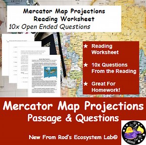 Mercator Map Projection Reading Worksheet **Editable**