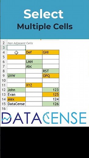 Select multiple non adjacent cells #excel #microsoftexcel