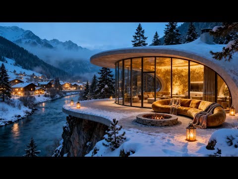 Winter Piano by the Cozy Fireplace❄️Snowy Luxury Café Terrace| Piano Playlist for Deep Calm & Unwind