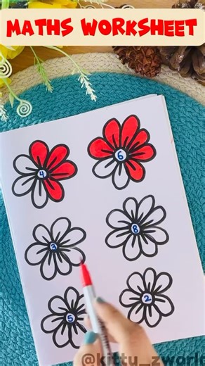 Renu Bala on Instagram: "🎯 Fun Math Coloring Worksheet Make learning numbers exciting with this interactive math worksheet! Kids will recognize numbers and color the correct number of petals, making learning both fun and engaging. #MathWorksheets #FunWithNumbers #PreschoolMath #EarlyLearning #Homeschooling #CountingActivity #EducationalFun #LearningThroughPlay #KittuzWorld"