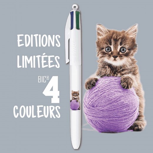 Faites le plein de douceur avec les petits chatons super mignons declinés sur vos Stylos BIC 4 Couleurs. Nouvelle collection à découvrir sur Bic.com | BIC Stationery FR