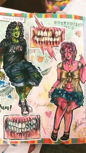 Fanart for @soren-dipity ! 💚🩷 🖤🩵💛 #art#traditionalart#fanart#oc#roadto2k#shorts#drawing