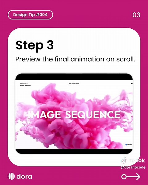 Easily create Image Sequences animation on Dora WITHOUT code to add some cool effects to your stunning sites✨ Try it Now 👉🏻 dora.run Comment for any questions/thoughts🤗 - #3d #figma #design #website #webdesign #nocode #free #uiux #inspiration #animation #threejs #webbuilder #uiuxdesign #portfolio #dora #fyp #madeindora #template #image #tutorial #pink #designtips