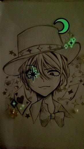【イラスト】マジシャンの瞳に宇宙を閉じ込めてみた#アナログ#イラスト#シール#宇宙#drawing