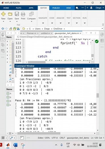 Gauss Jordan with MATLAB #engineering #students #studyingengineering