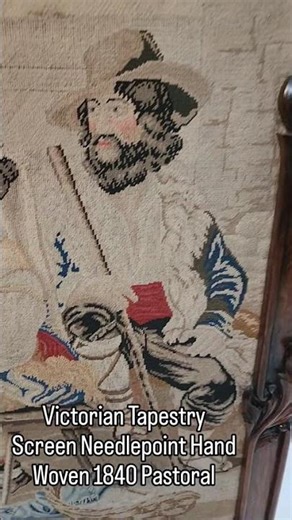 Victorian Tapestry Screen Needlepoint Hand Woven 1840 Pastoral #tapestry #Canonburyantiques