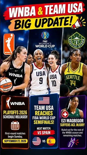 WNBA & Team USA BIG NEWS 🔥 Playoffs Schedule, USA Semifinal & Ezi Magbegor ACL Injury #wnbafinals