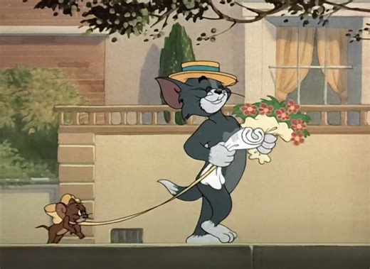 animated.chennal on Instagram: "In this classic Tom and Jerry clip, Tom pulls out all the stops to impress a wealthy love interest, Toodles Galore. Here is a summary of the events: The Grand Entrance The Plan: Tom is seen walking confidently down the street, dressed in a straw hat and carrying a bouquet of flowers. He has Jerry on a leash, who is wearing a large yellow bow. The Motivation: Tom stops to read a newspaper, the Morning Herald, which features a headline about Toodles, a kitten who ha