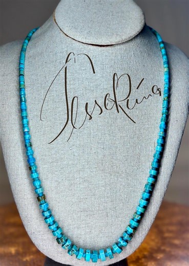 Vintage 1970s Navajo Turquoise Heishi Bead Necklace – Graduated Tubular Beads, Mid-century Modern, 26 G - Etsy