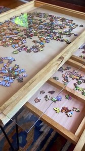 Rustic Puzzle Coffee Table with Removable Glass top - Includes 2 Hidden Drawers - 24x36. 100% Made in The USA