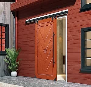 DIYHD 5FT Box Rail Heavy Duty Exterior Sliding Barn Door Hardware, Wall Mount Kit, Powder Coated Black, Fit Max Outdoor Width 30in, MAX Load 300lbs (No Door)