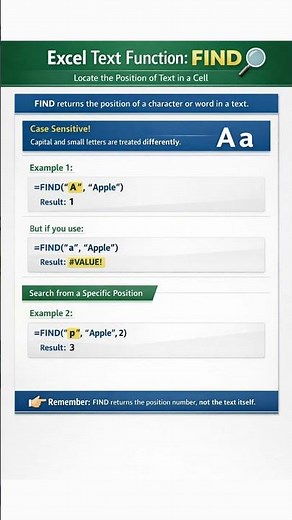 Excel FIND Function Explained in 60 Seconds | Beginner Friendly