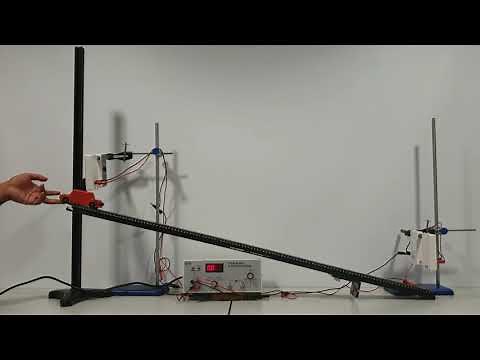 Acceleration of a trolley down a ramp with light gates - GCSE Physics Demo