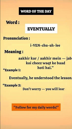 Daily English Word: Eventually | Improve Vocabulary !”#english #englishlanguage
