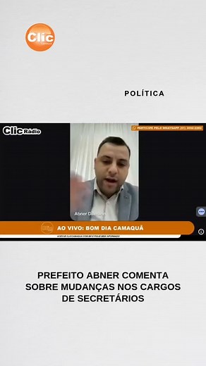 2.3K views · 76 reactions | Ao participar do programa Bom dia Camaquã, Prefeito Abner afirma que em 2026 haverá mudanças nos cargos das secretárias. Saiba mais acessando Clic Camaquã - seu jornal diário na internet. | Clic Camaquã | Facebook