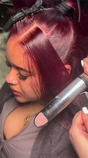 Silk Press on RED Hair! 😍❤️✨ #SilkPress #HairTransformation #RedHair