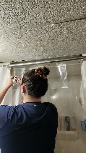 Small Bathroom Shower Curtain Upgrade | Waterproof Liner + Ombre Blue Stall Curtain