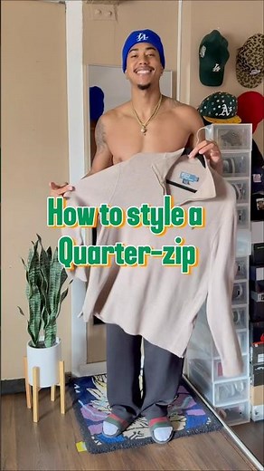 How to style a quarter zip sweater 2 ways! #quarterzip #90sfashion #grwm #90sstyle #mensfashion