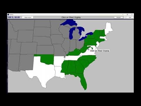 Seterra Desktop - States in the South and Northeast in 17 seconds